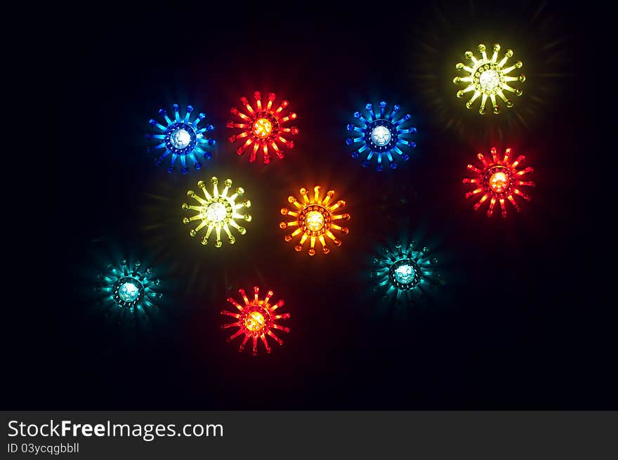 Christmas lights background with various colours