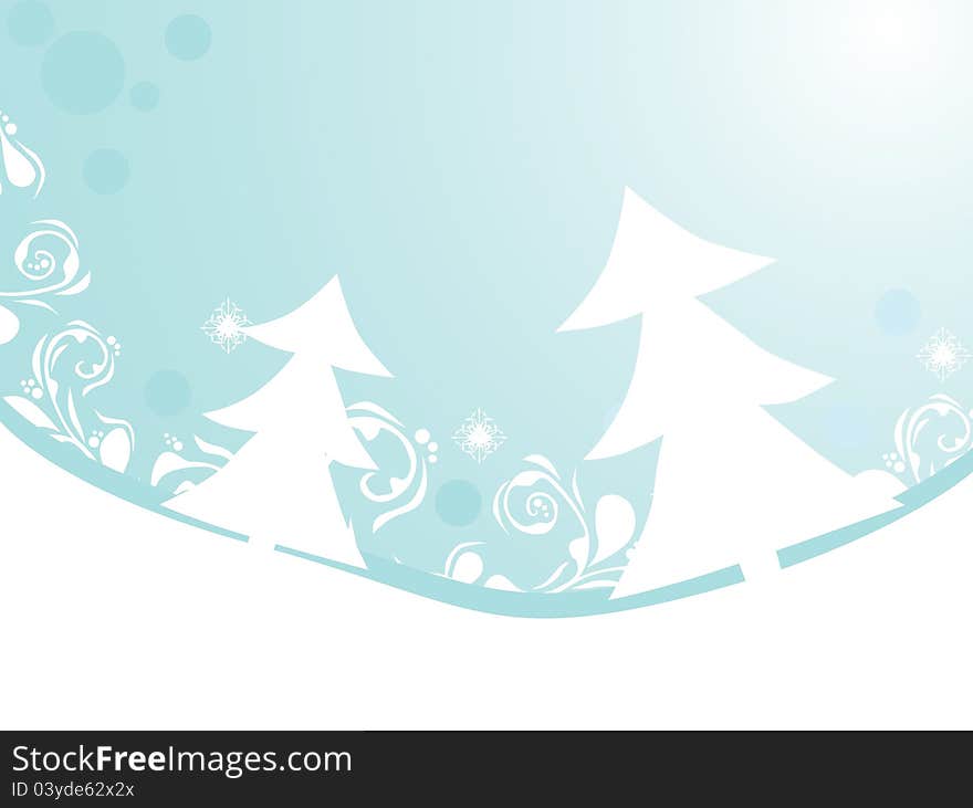 Abstract christmas and new year background with white trees and place for text