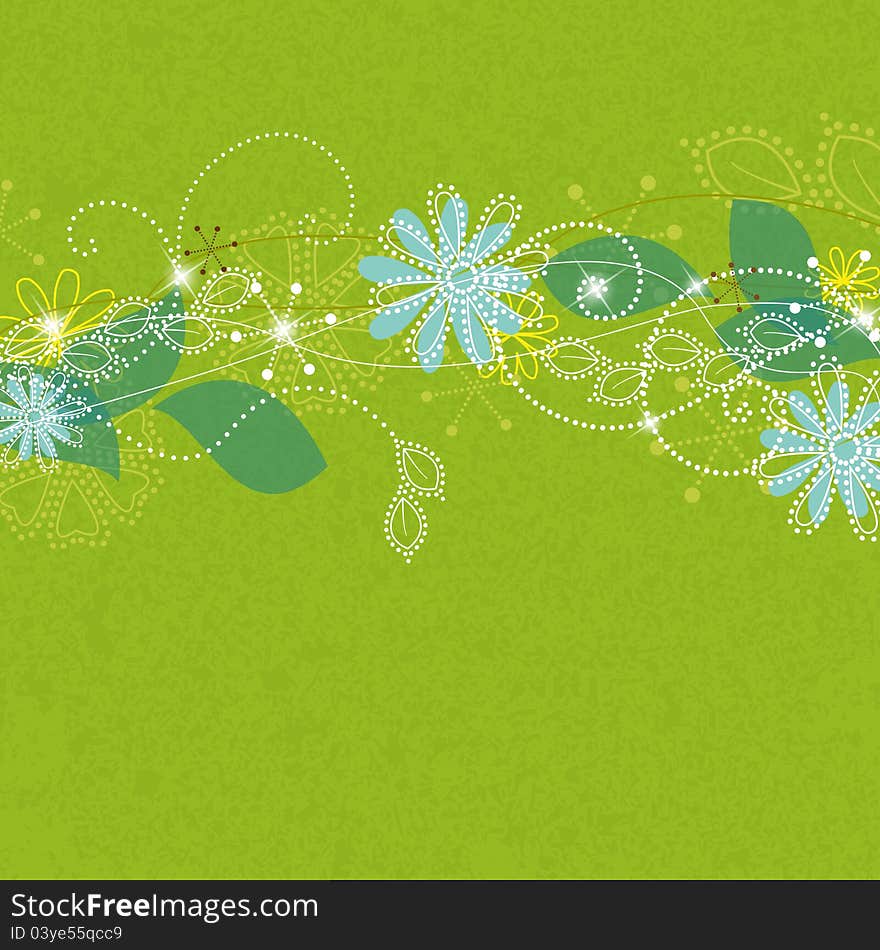 Green background with floral design