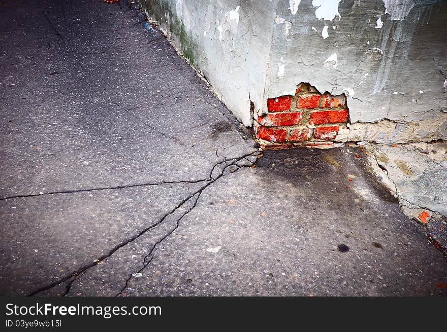 Crack in asphalt horizontal