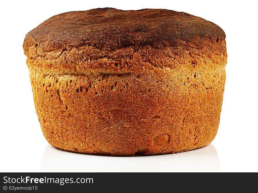 A loaf of fresh bread on a white background. A loaf of fresh bread on a white background.