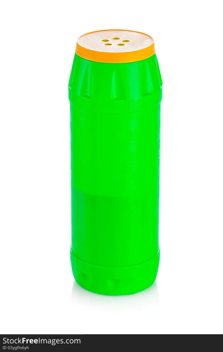 House cleaning supplies. Plastic bottle with detergent isolated on white background