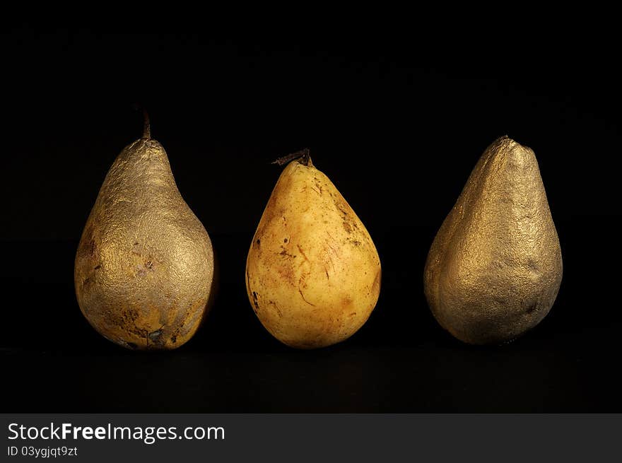 Golden pears isolated