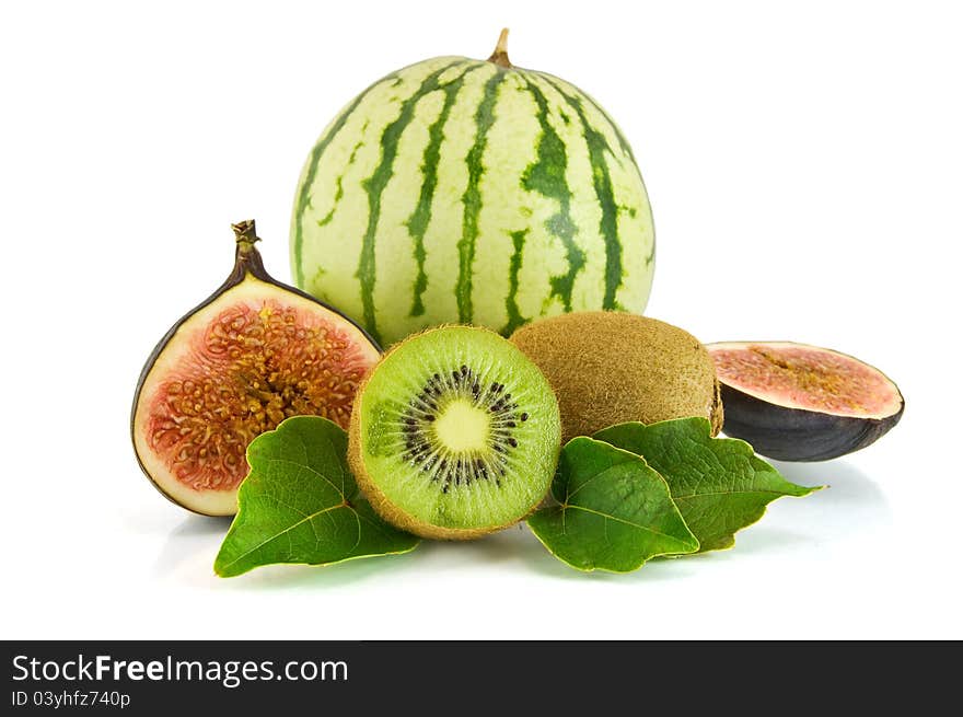 Ripe Fruits, isolated on white