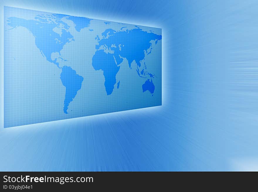 Modern business world map in blue tones. Modern business world map in blue tones