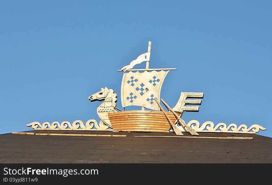 Pagan symbol of seafarers - a boat with a horse's head. Pagan symbol of seafarers - a boat with a horse's head