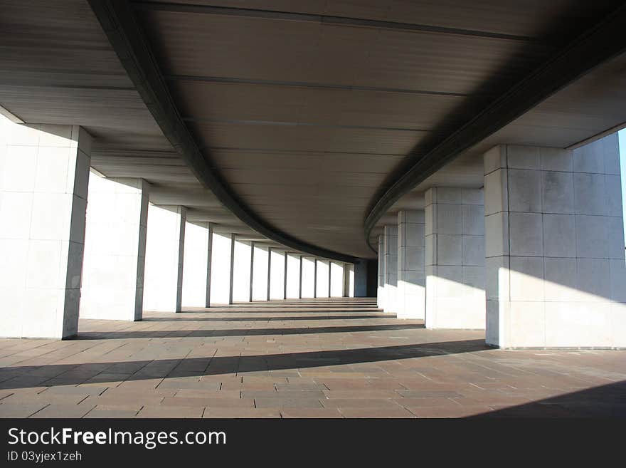 Hallway with columns on both sides.