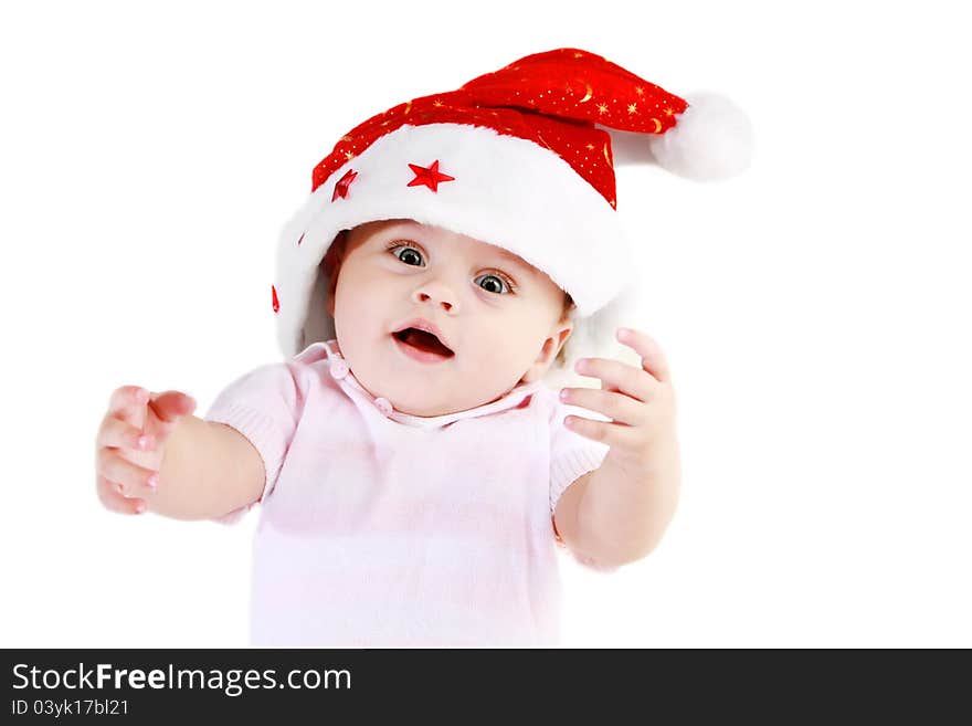 Small Santa Claus on a white background