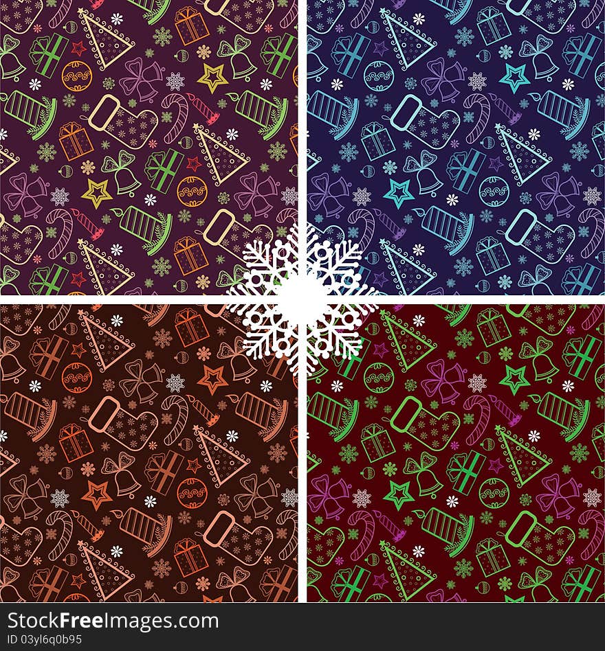 Set of colored Christmas wallpaper with new year theme. Set of colored Christmas wallpaper with new year theme