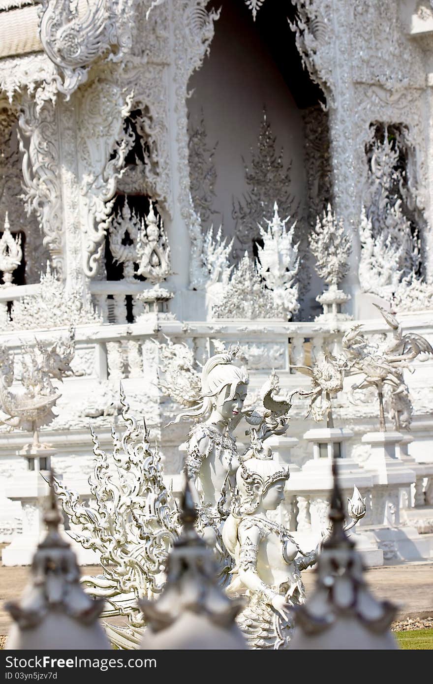 Fairy angel statues in the temple garden