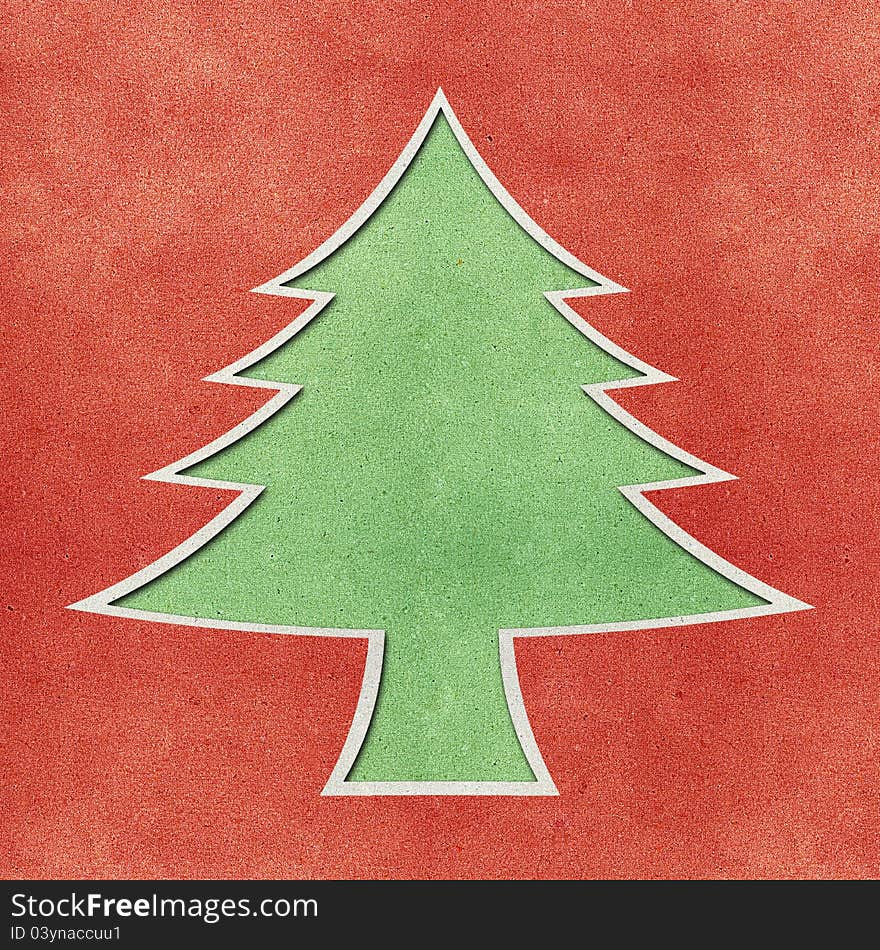 Christmas tree recycled papercraft background