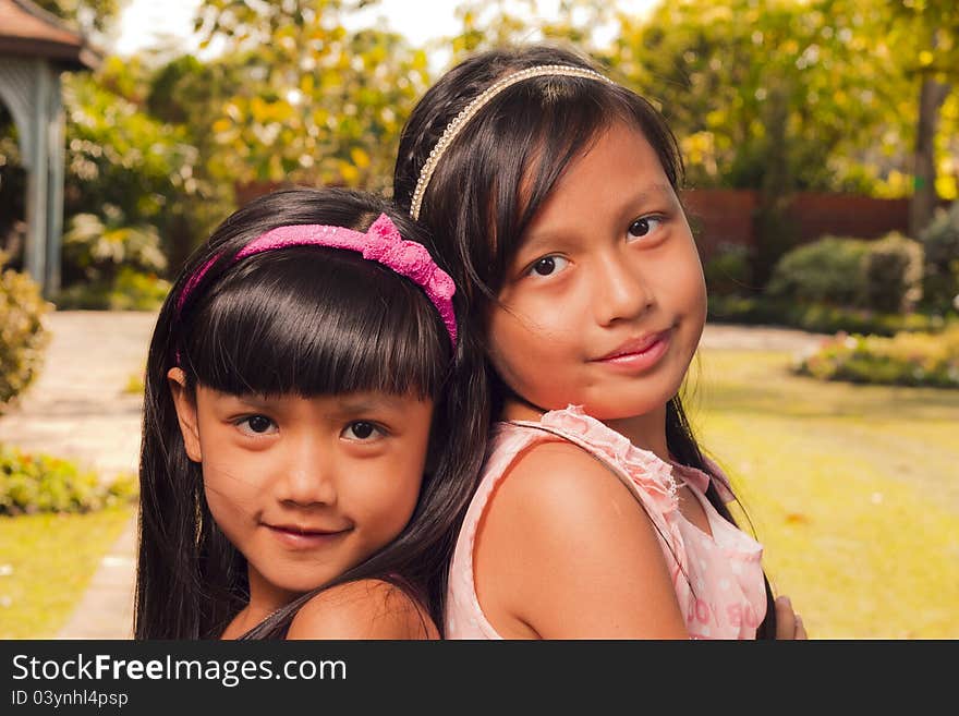 Two little girls with shallow focus