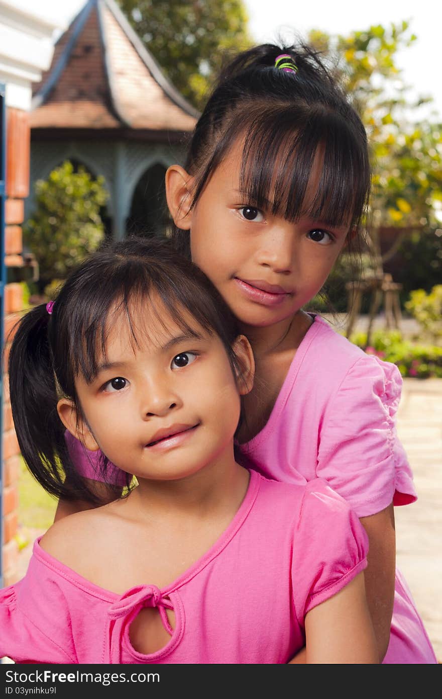 Two little girls with shallow focus