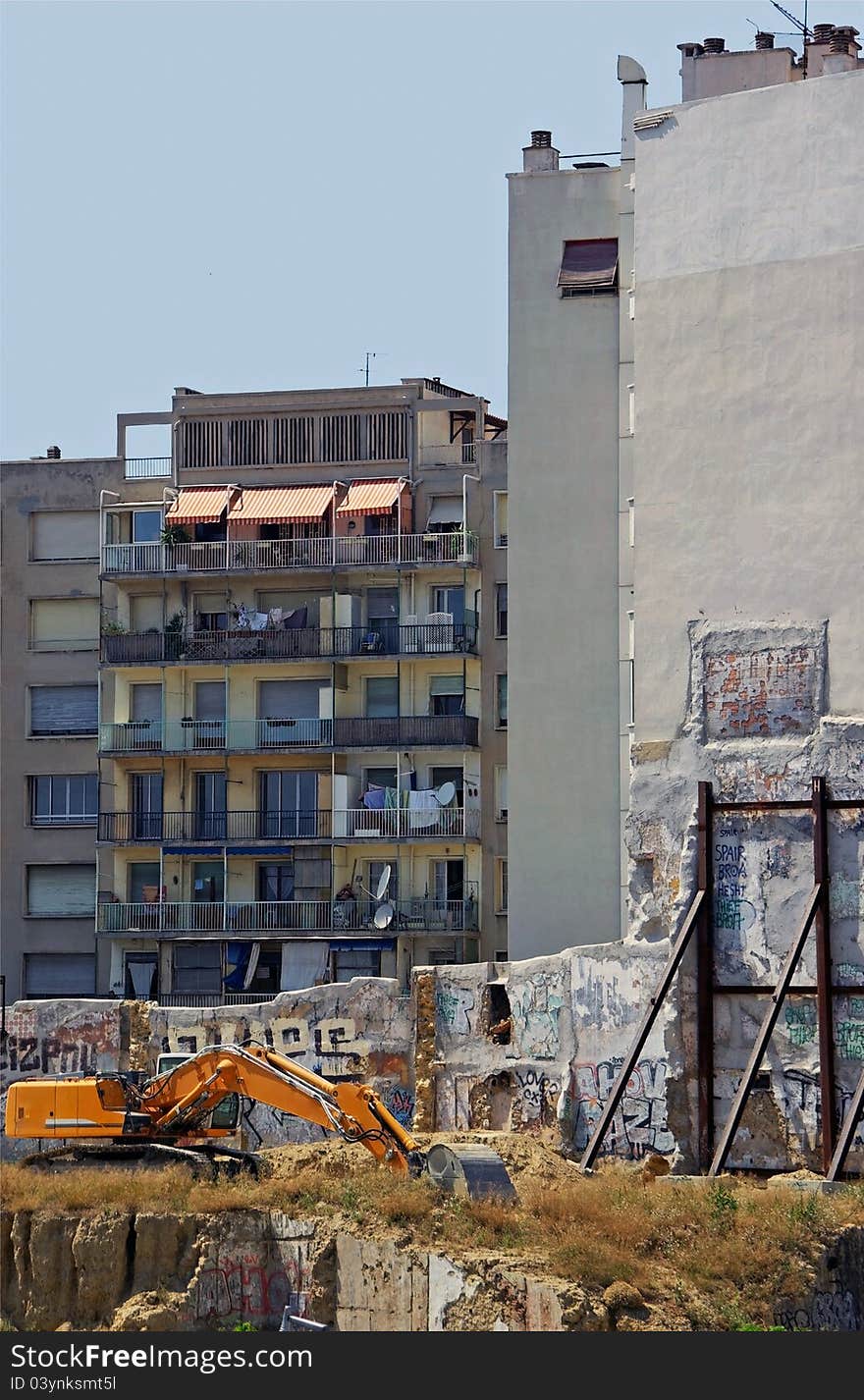 A construction site in town.