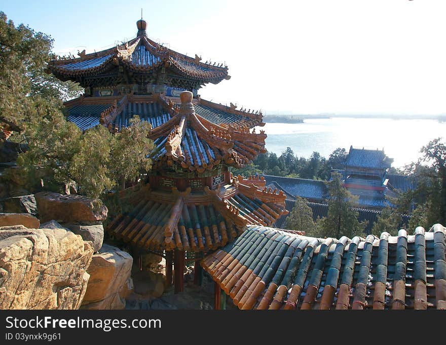 The buildings of Summer Palace in Beijing, China. Summer Palace is the royal garden of Qing Dynasty China.