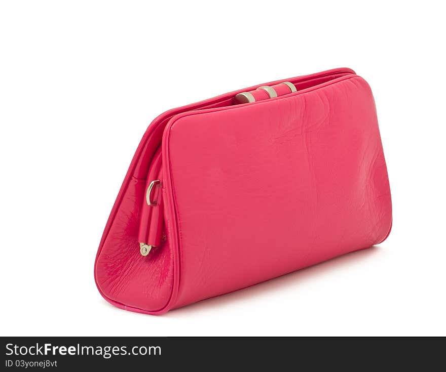 Women's elegant pink handbag – clutch over white