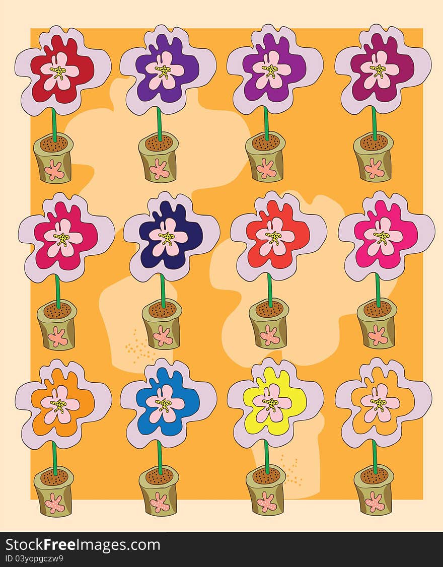 Vector illustration of beautiful home flowers in pots. Vector illustration of beautiful home flowers in pots