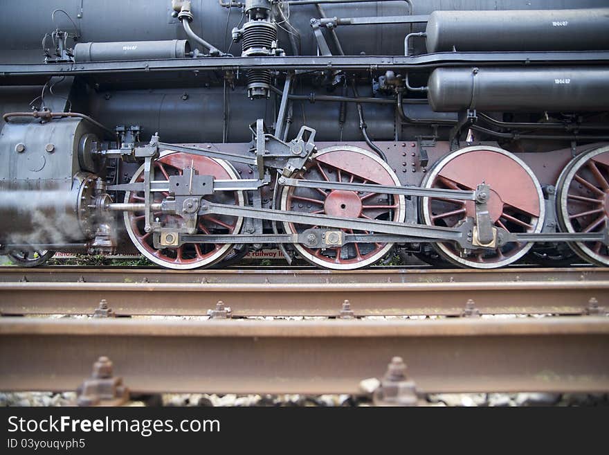 Old train pulled by steam locomotive. Old train pulled by steam locomotive