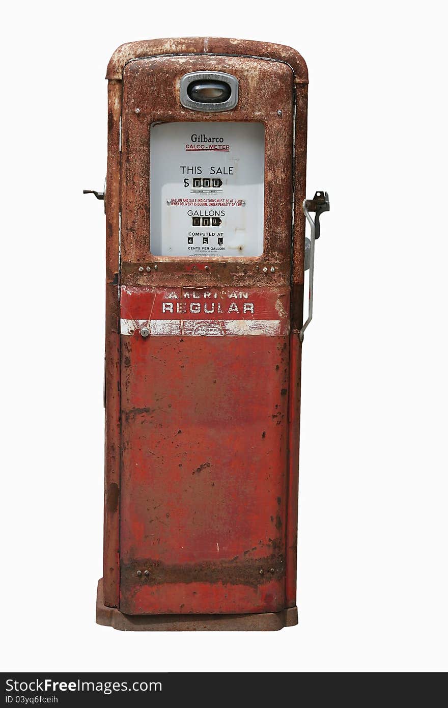 Old weathered gas pump from 50s. Old weathered gas pump from 50s