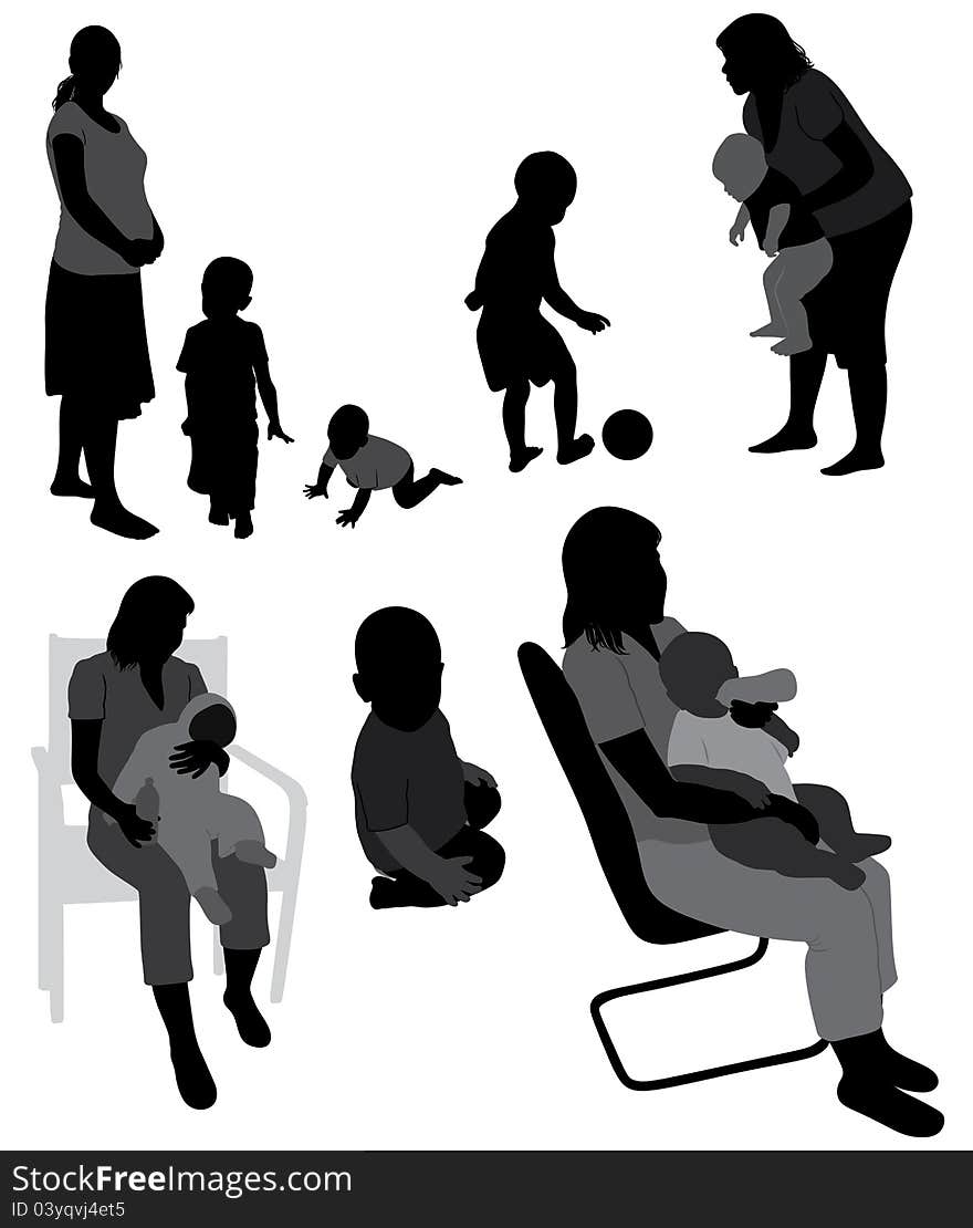 Family silhouettes. Image for your design.