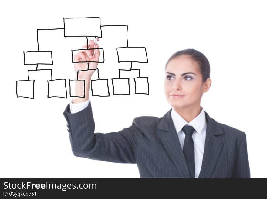 Young businesswoman with an empty diagram