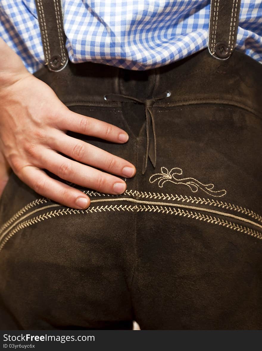 Traditional leather pants from Bavarian guy - rear side