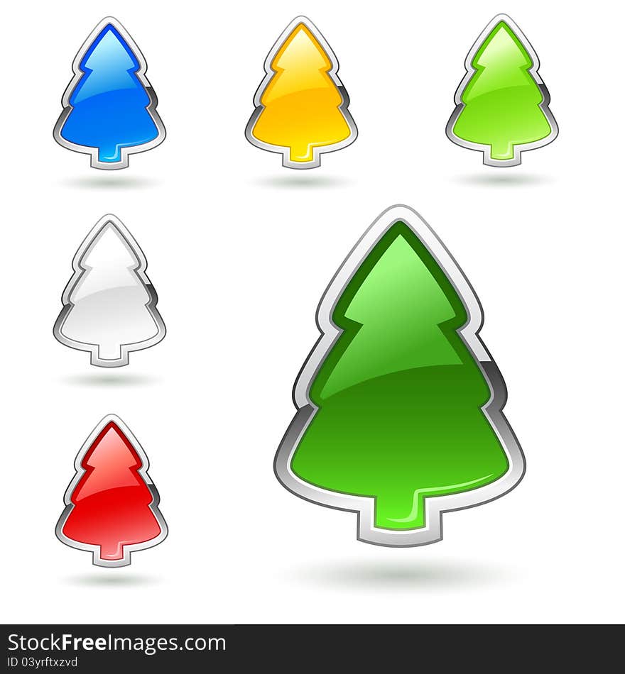 Christmas tree,  glass buttons (icons) set. Christmas tree,  glass buttons (icons) set.