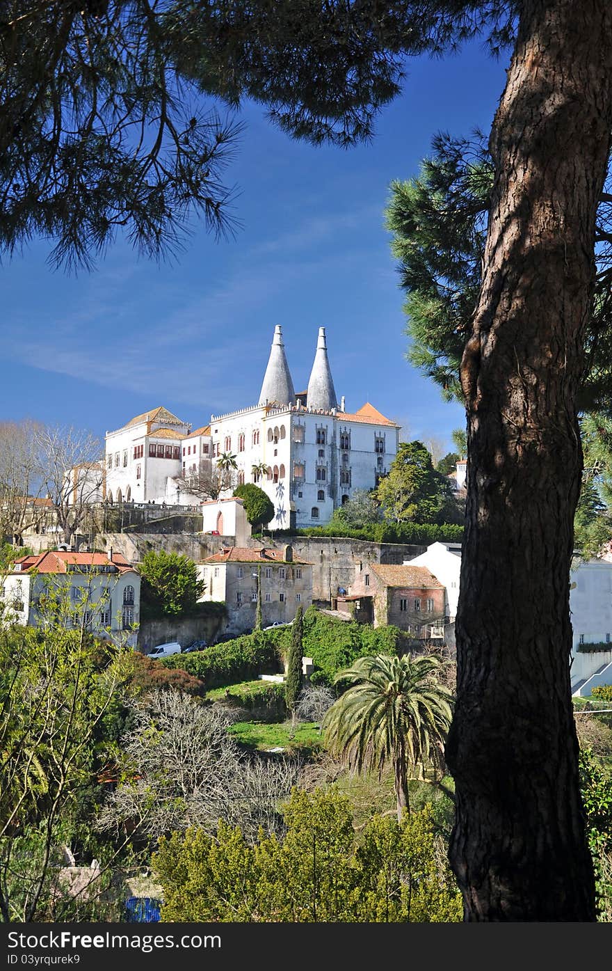 The palace at sintra outside lisbon in portugal. The palace at sintra outside lisbon in portugal