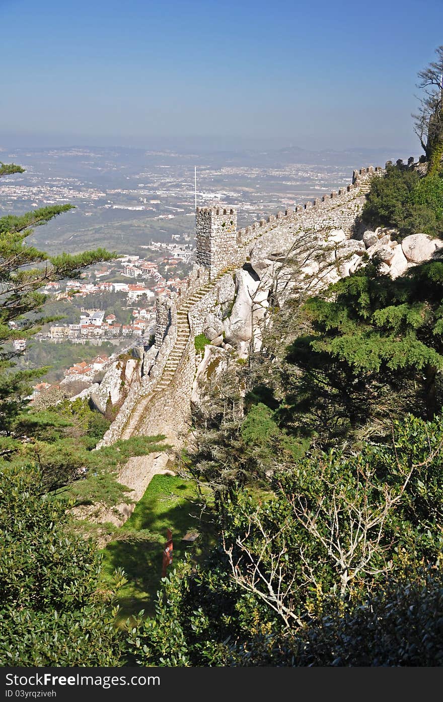 These ruins are at the hilltop village of sintra near lisbon portugal. These ruins are at the hilltop village of sintra near lisbon portugal