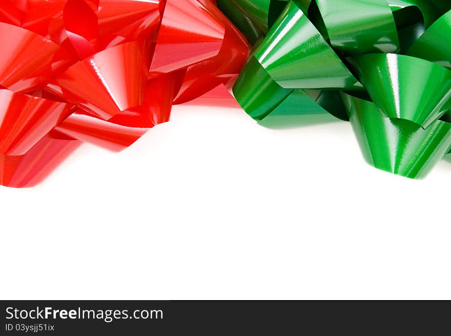 Red and green Christmas bows