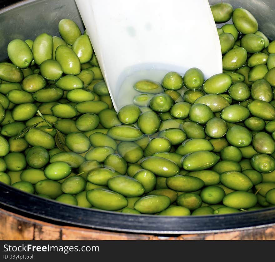 Green olive at market in the town of la spezia