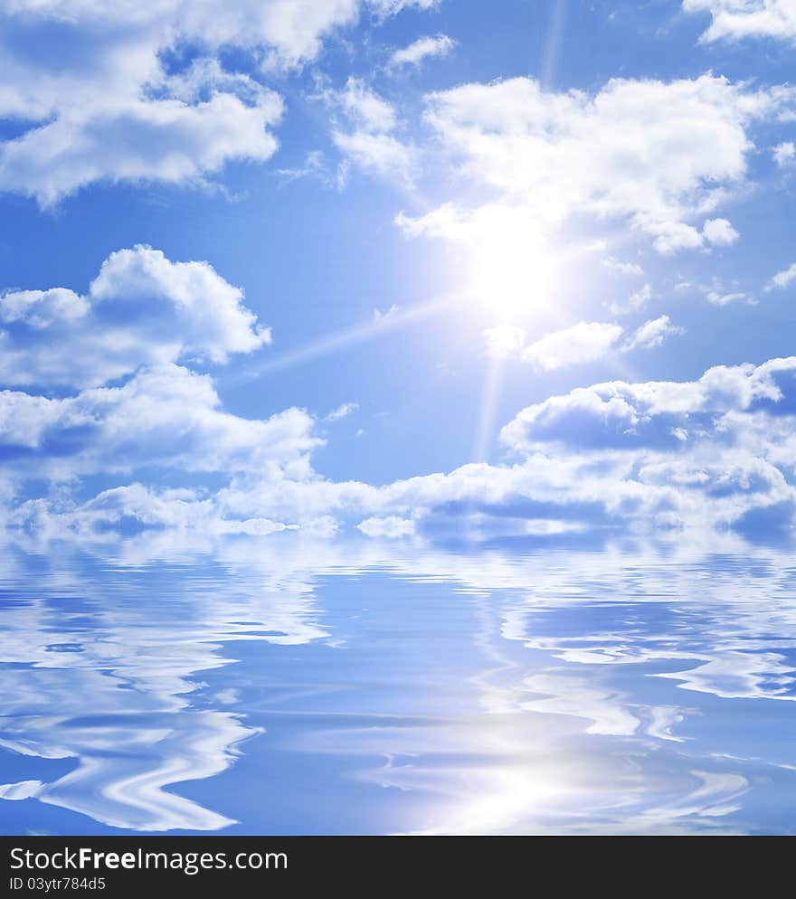 Sky reflecting in water background. Sky reflecting in water background