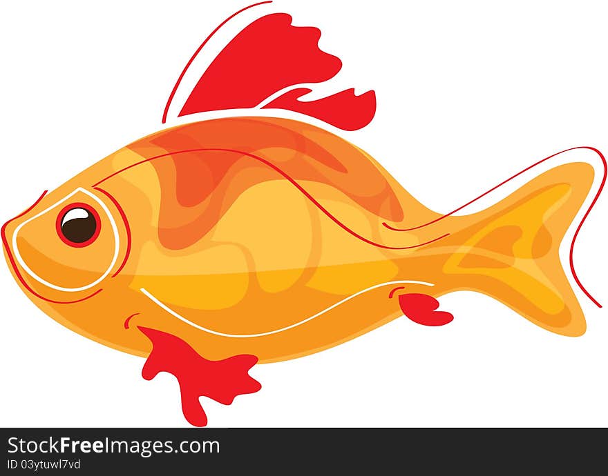 Stylized goldfish over white background. Stylized goldfish over white background