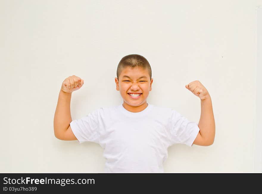 Asian Boy On White Background