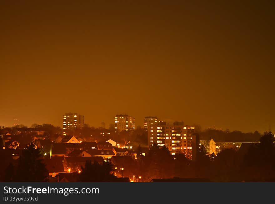 Bright orange color in the sky with long exposure.