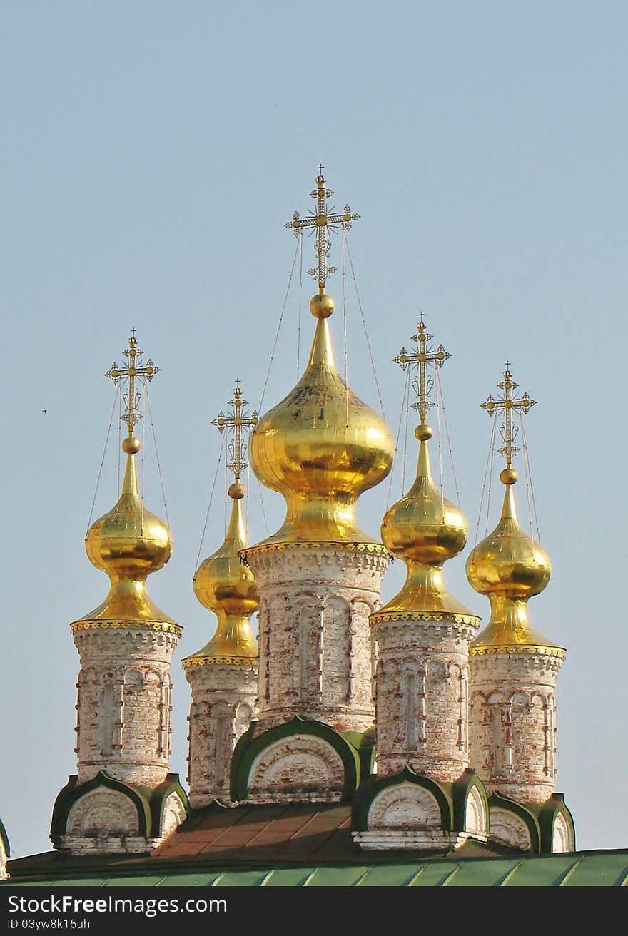 Domes of the orthodox church of the Ryazan Kremlin. Domes of the orthodox church of the Ryazan Kremlin