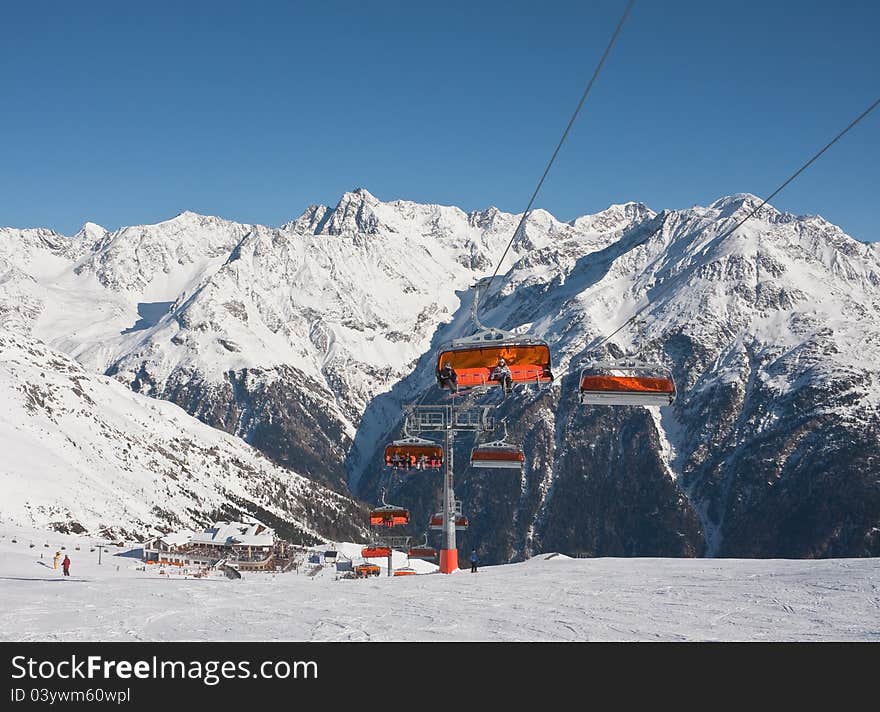 Chair ski lift. Solden. Austria