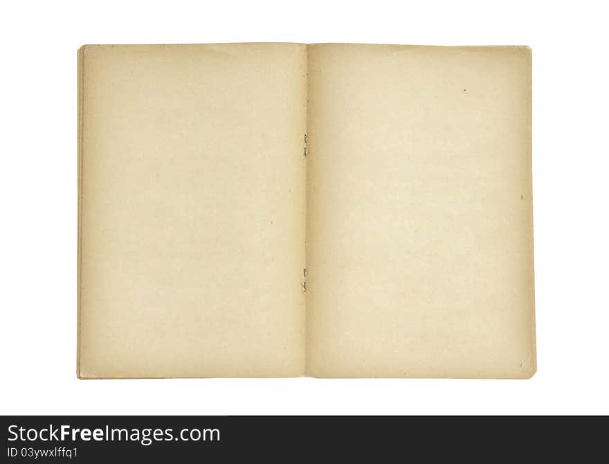 Old book open isolated on white background with clipping path