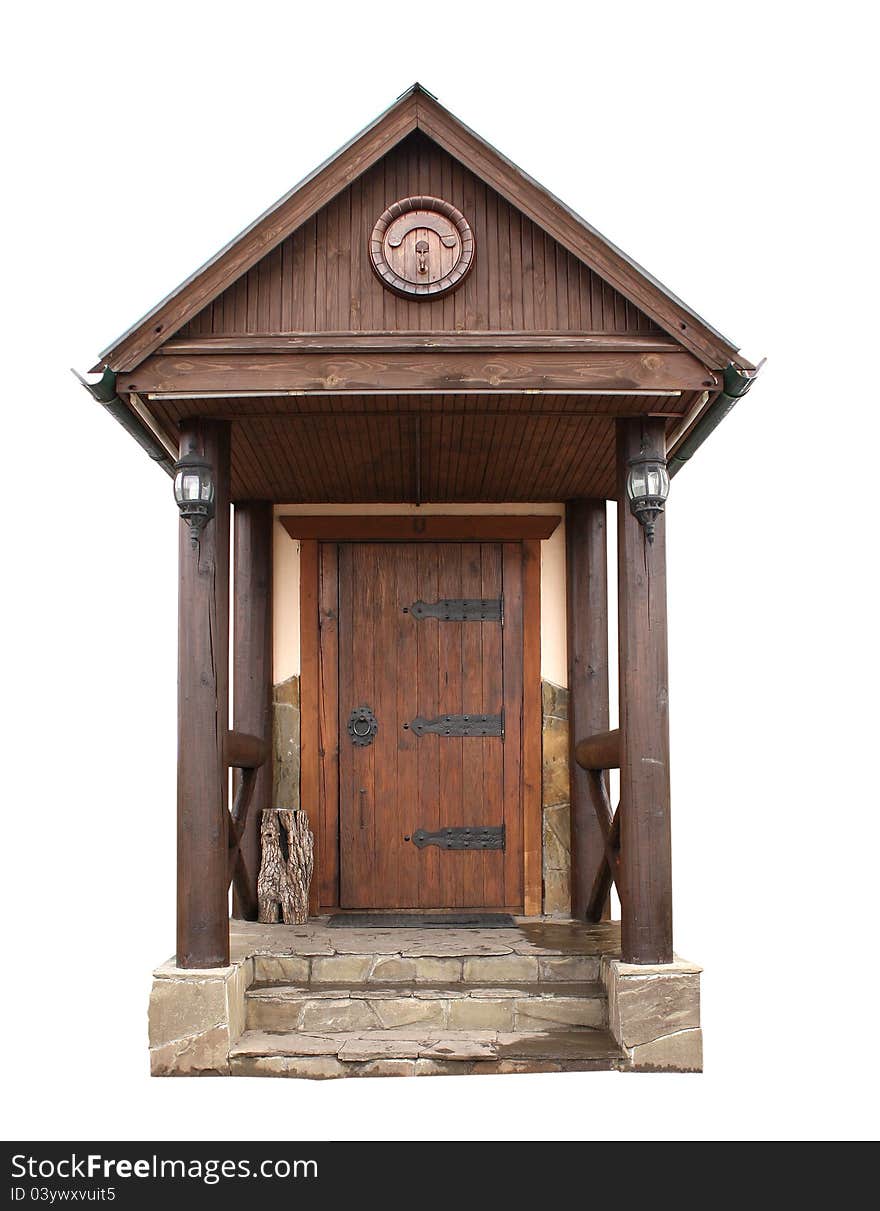 Old wooden door. Object isolated over white. Old wooden door. Object isolated over white