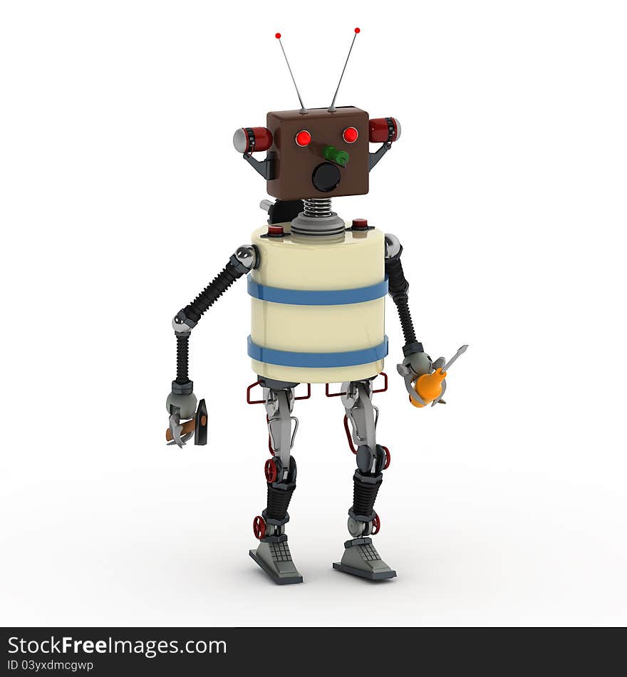 Image of cartoon robot on a white background