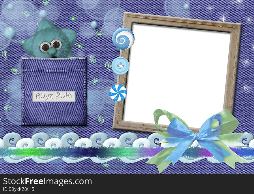 Blue background for boy with frame for picture. Blue background for boy with frame for picture.