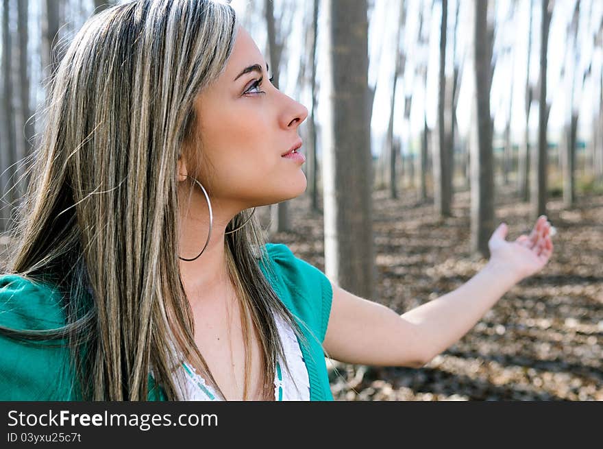 Beautiful Blonde Girl With Open Arms