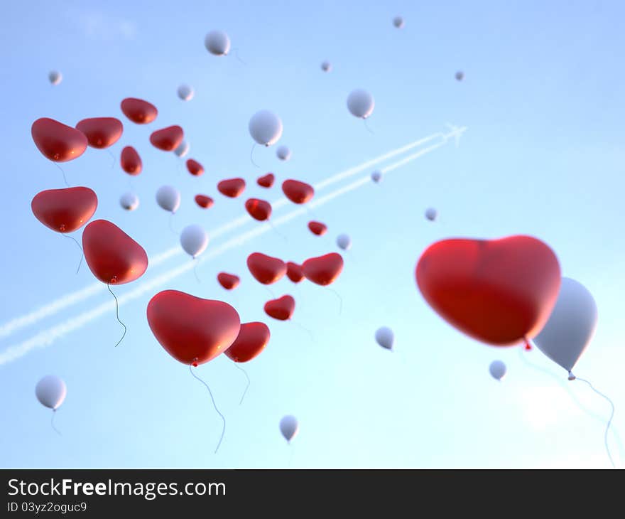 Soaring Balloons in Valentine s day