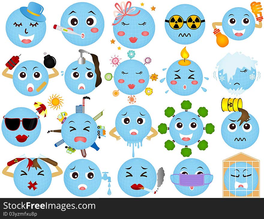 Global Warming - Blue Planet Icons