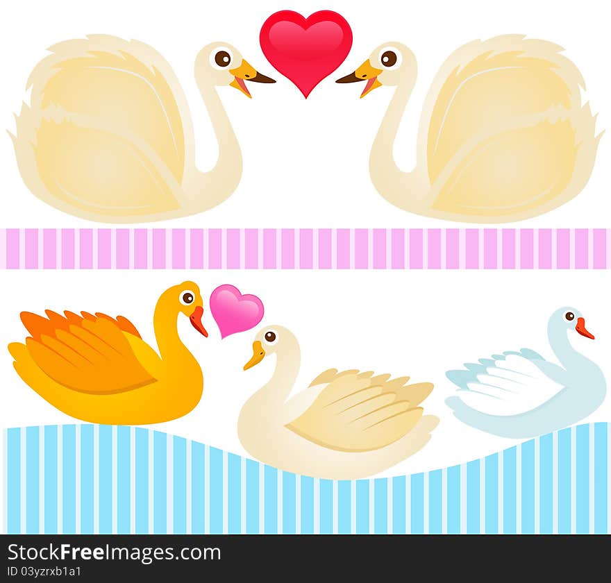 Cute Vector Icons : Ducks, Goose, Swan