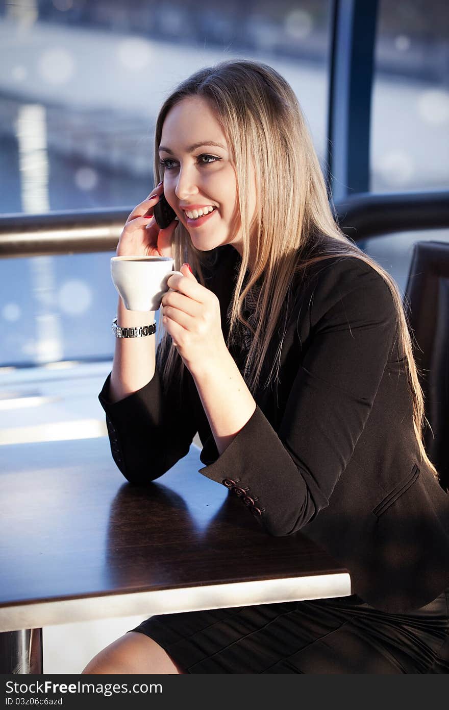 Young Woman  In The Cafe