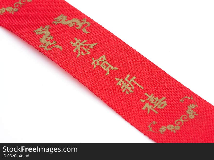 Red bow and chinese alphabet