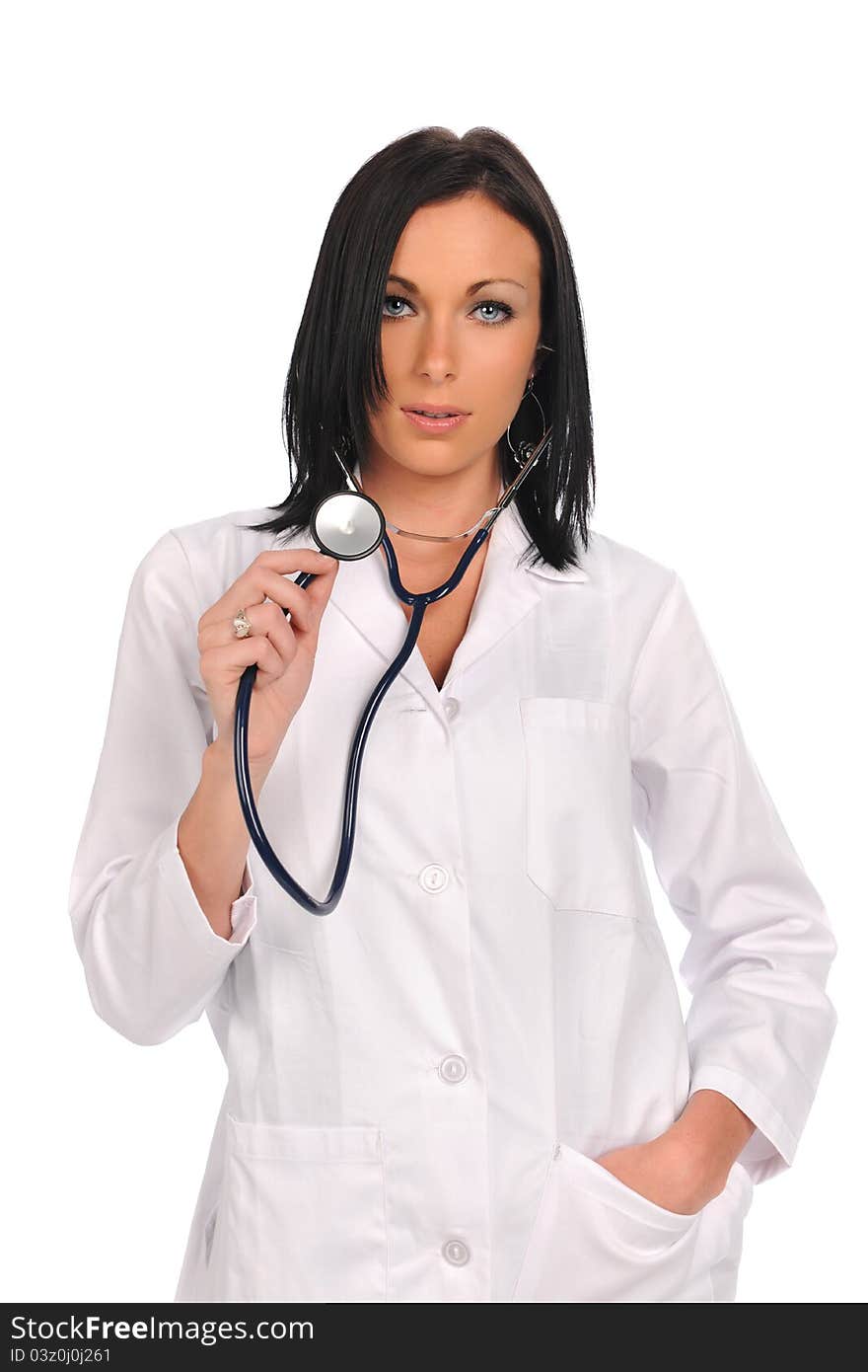 Young Female Doctorholding a Stethoscope