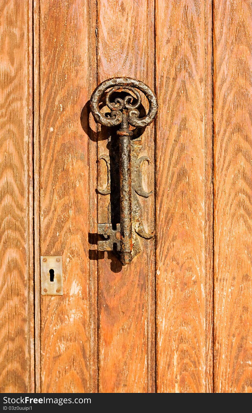 The old door handle in the form of key