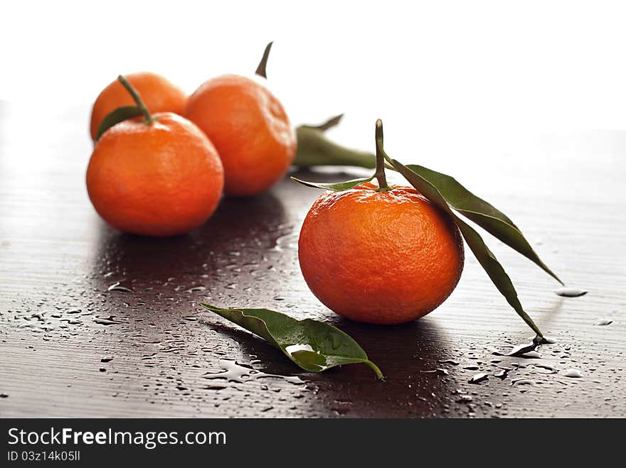 Tangerines with leaves